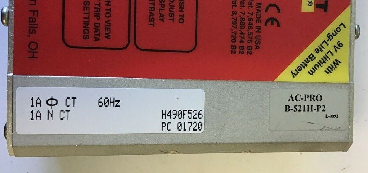 UTILITY RELAY CO. AC-PRO B-521H-P2 AC TRIP UNIT 60HZ24VAC URC