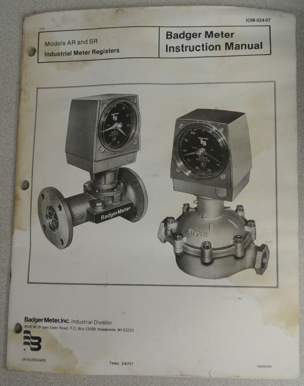 BADGER METER REGISTER 56681-99704 / ARR / 110VAC, 60Hz / 7A MAX / 200x100 GALLON