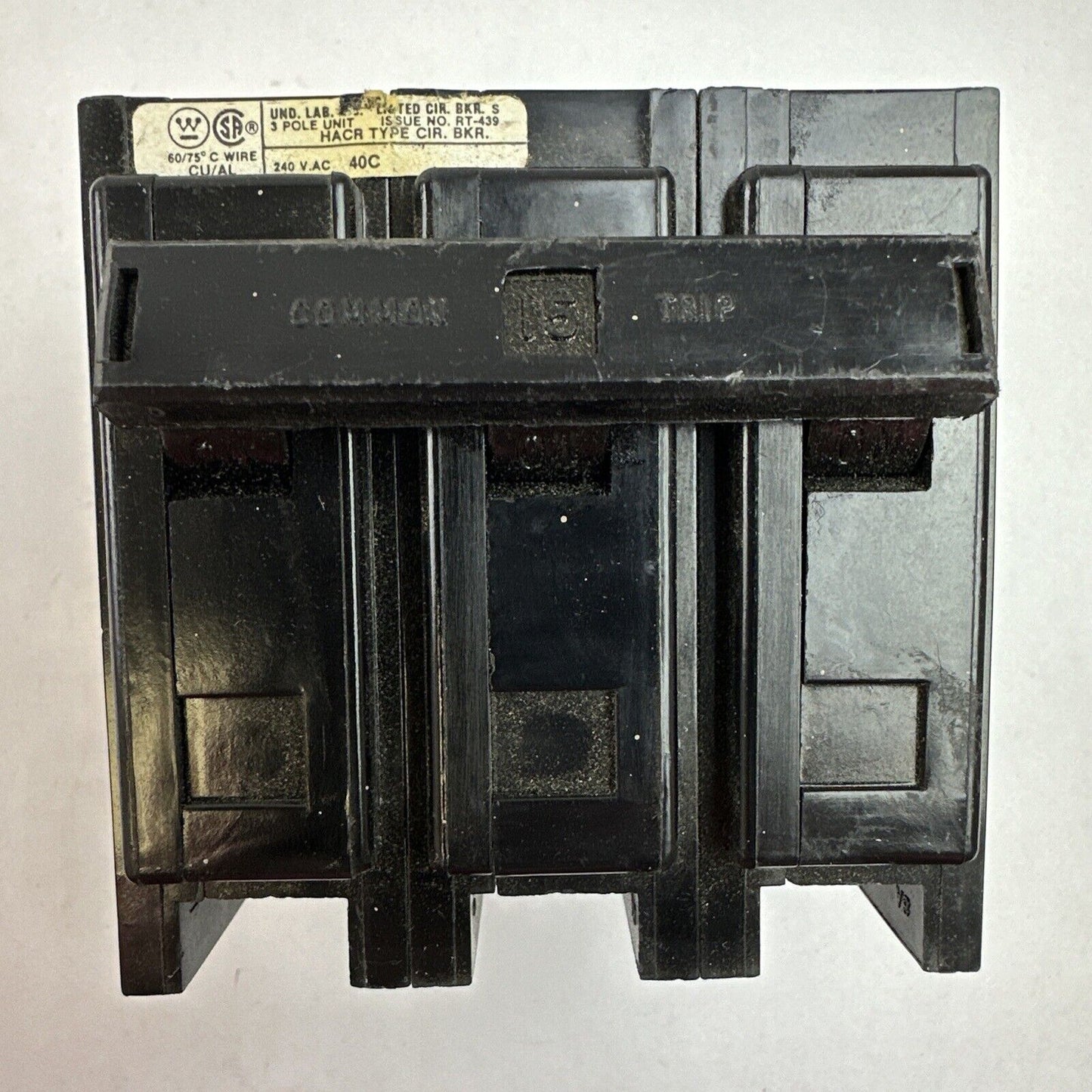 WESTINGHOUSE BAB3015HT CIRCUIT BREAKER 15AMP 3POLE 240VAC