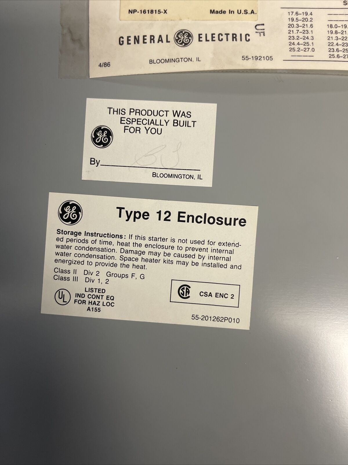 GE CR308C2042RADSJJ COMBINATION MAGNETIC STARTER SIZE 1 FUSIBLE 30A 600VAC 7.5HP