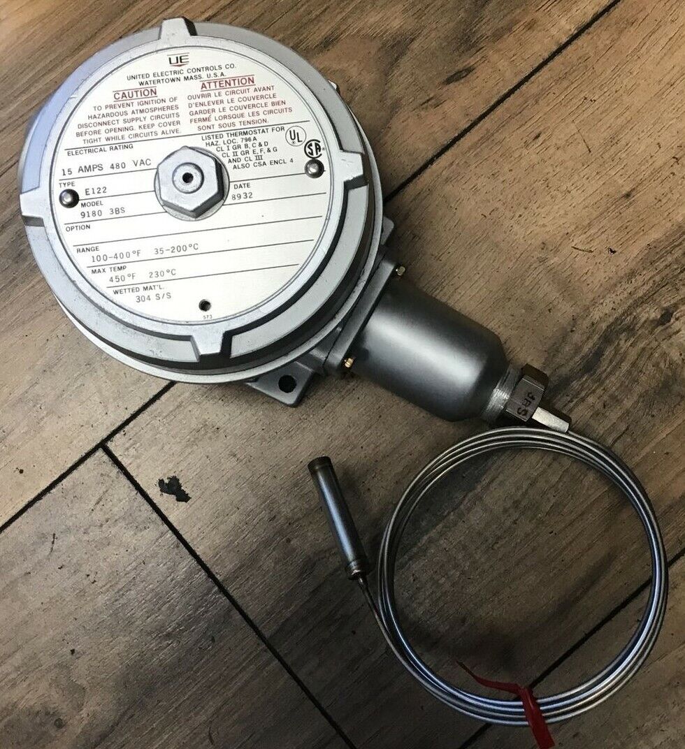 UNITED ELECTRIC CONTROLS TEMP SWITCH TYPE E122 MODEL 9180 3BS 100-400*F35-200*C