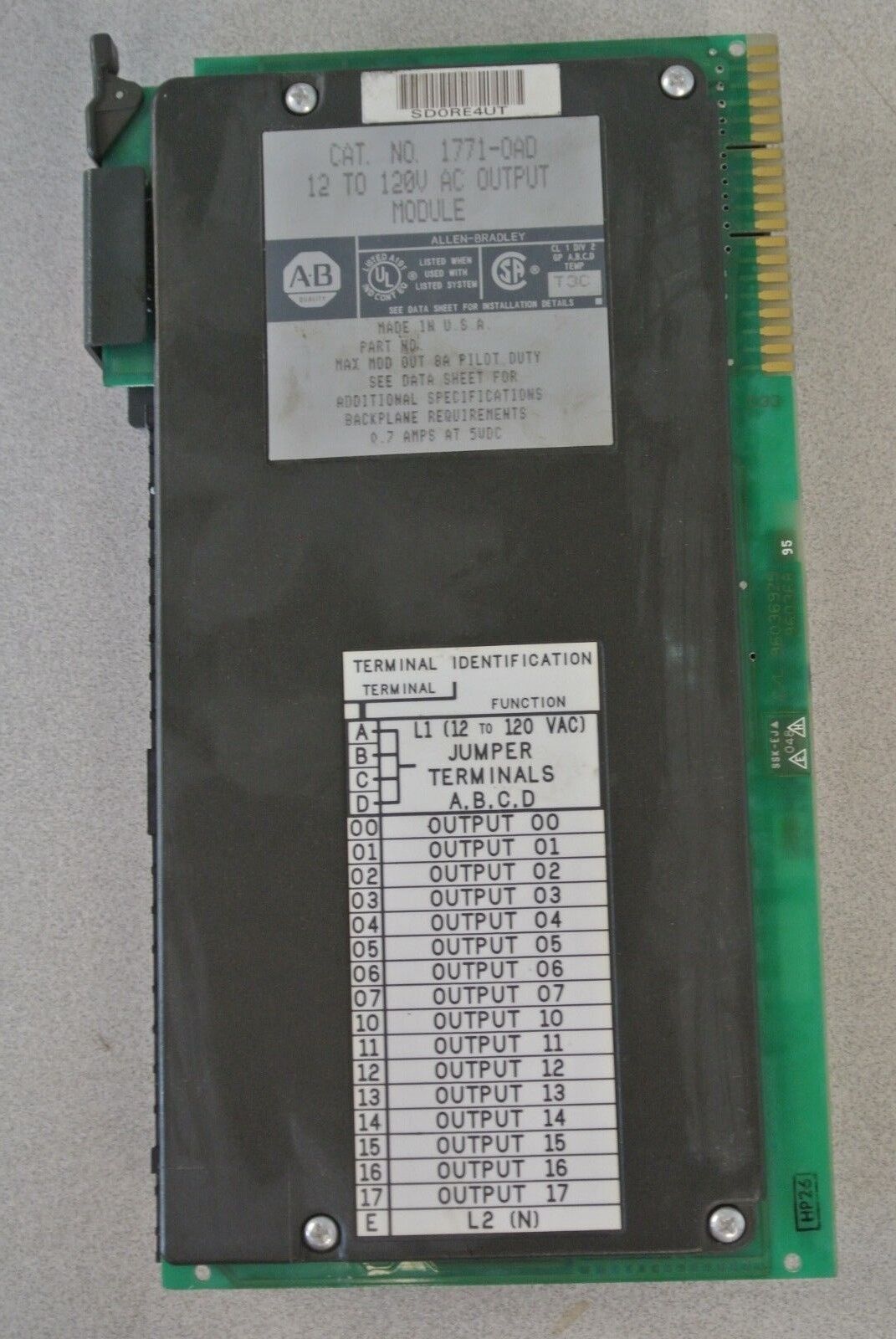 ALLEN-BRADLEY 1771-OAD OUTPUT MODULE / 12 to 120V AC