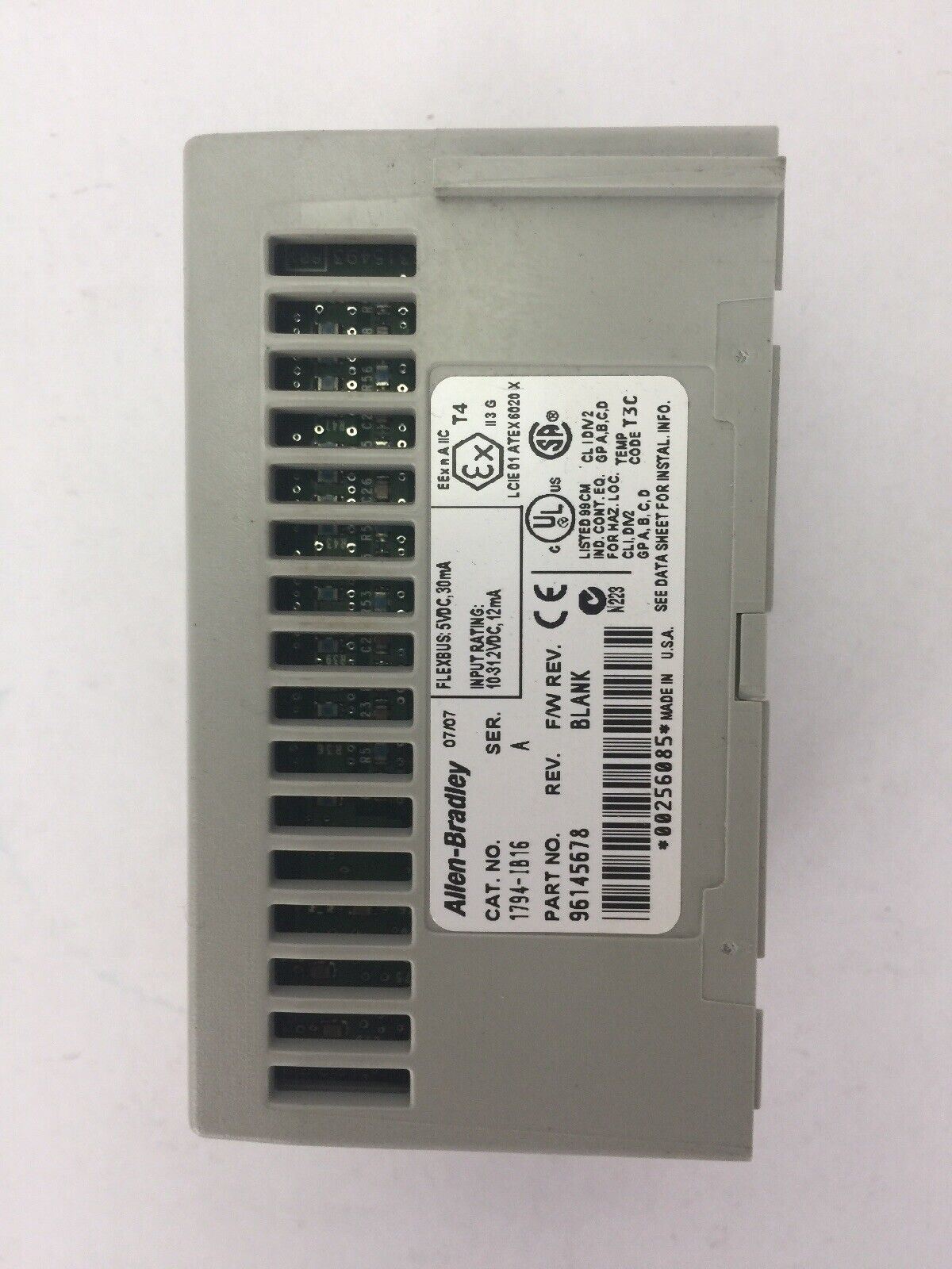 ALLEN BRADLEY 1794-IB16 24VDC SINK INPUT MODULE SER A F/W REV BLANK