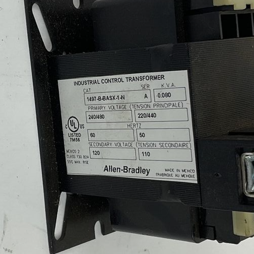 ALLEN BRADLEY 1497-B-BASX-A-N INDUSTRIAL CONTROL TRANSFORMER.080KVA 480V 60/50HZ
