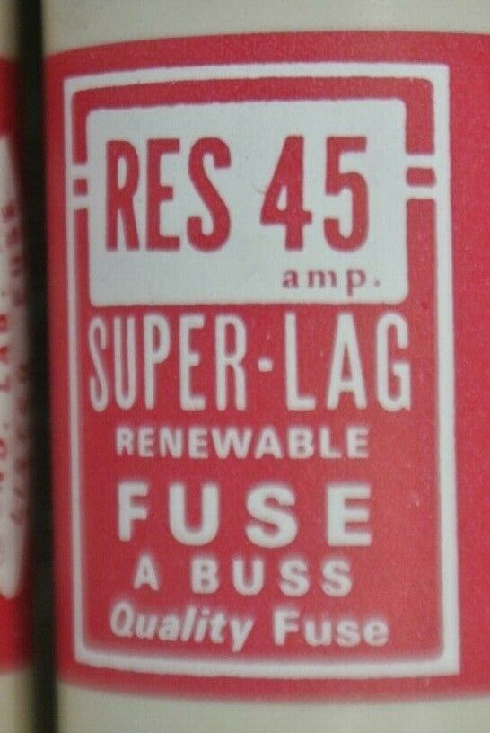 BUSS / BUSSMANN RES45 SUPER-LAG RENEWABLE FUSE / 45A / 600V / NEW SURPLUS