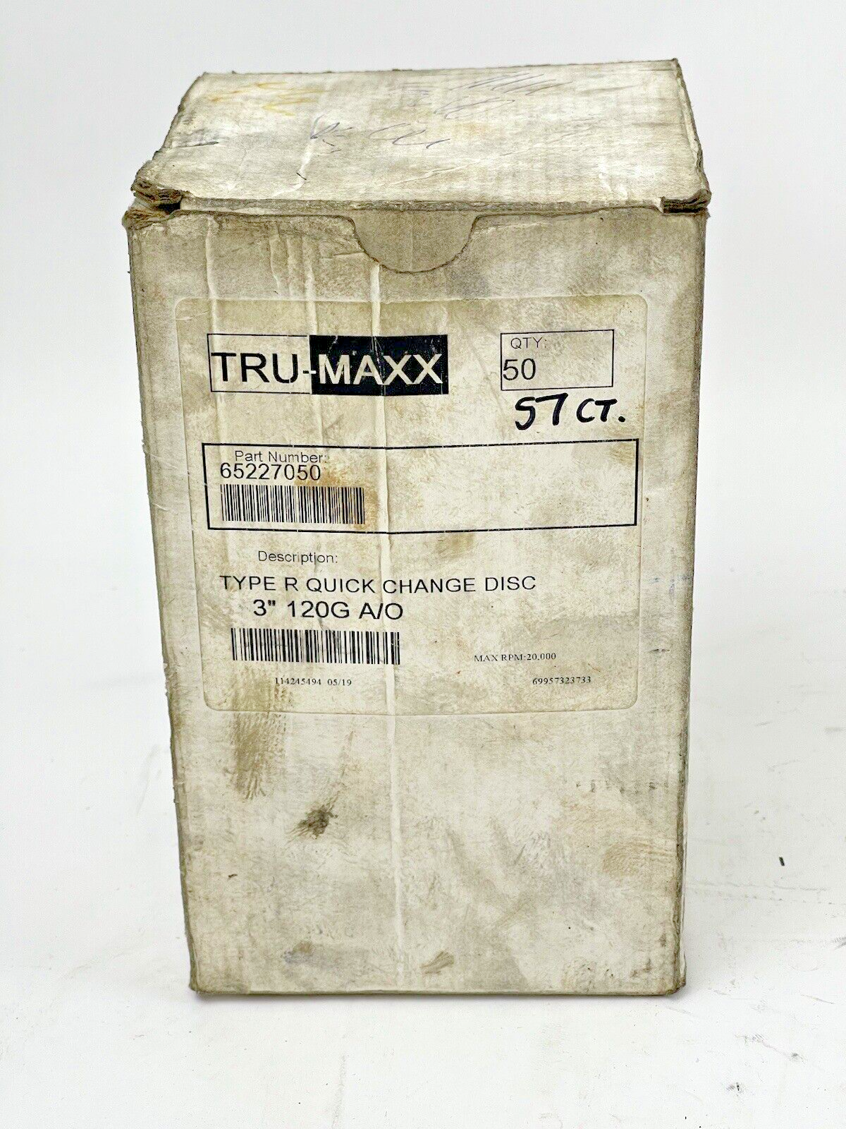TRU-MAXX *BOX OFF 57* 65227050- TYPE R -Qck Change Disc: 3″,120 Grit,A/O,Coated