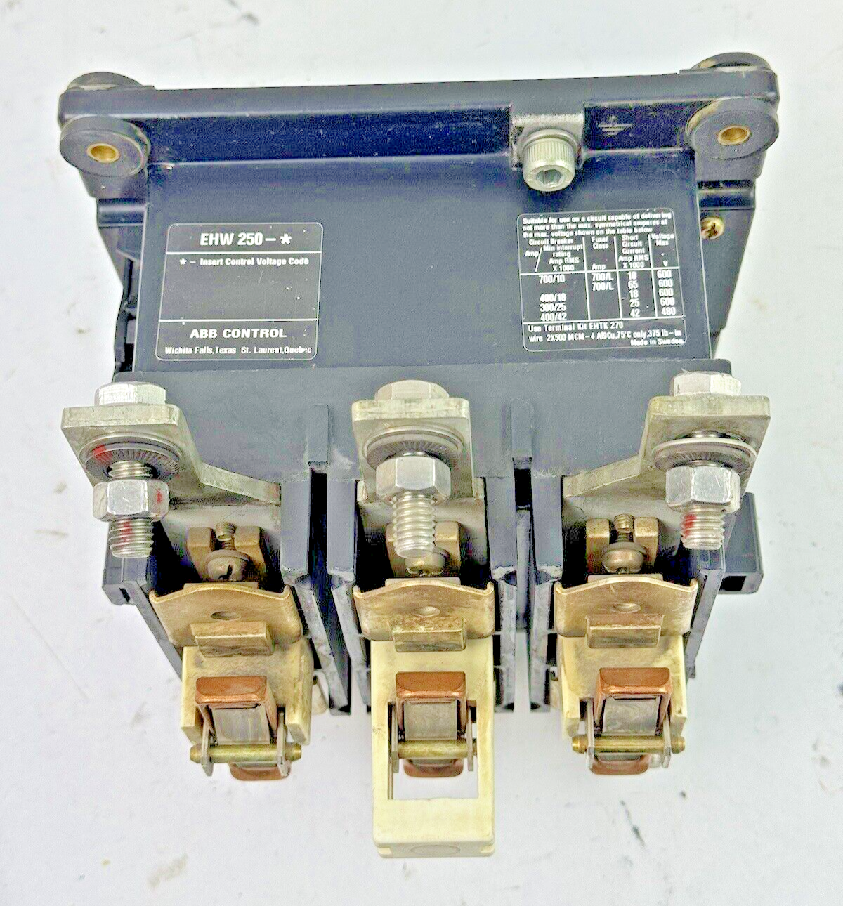ABB - EHW 250 - WELDING ISOLATOR CONTACTOR - SIZE W5, 120V COIL SK 826 100-BG