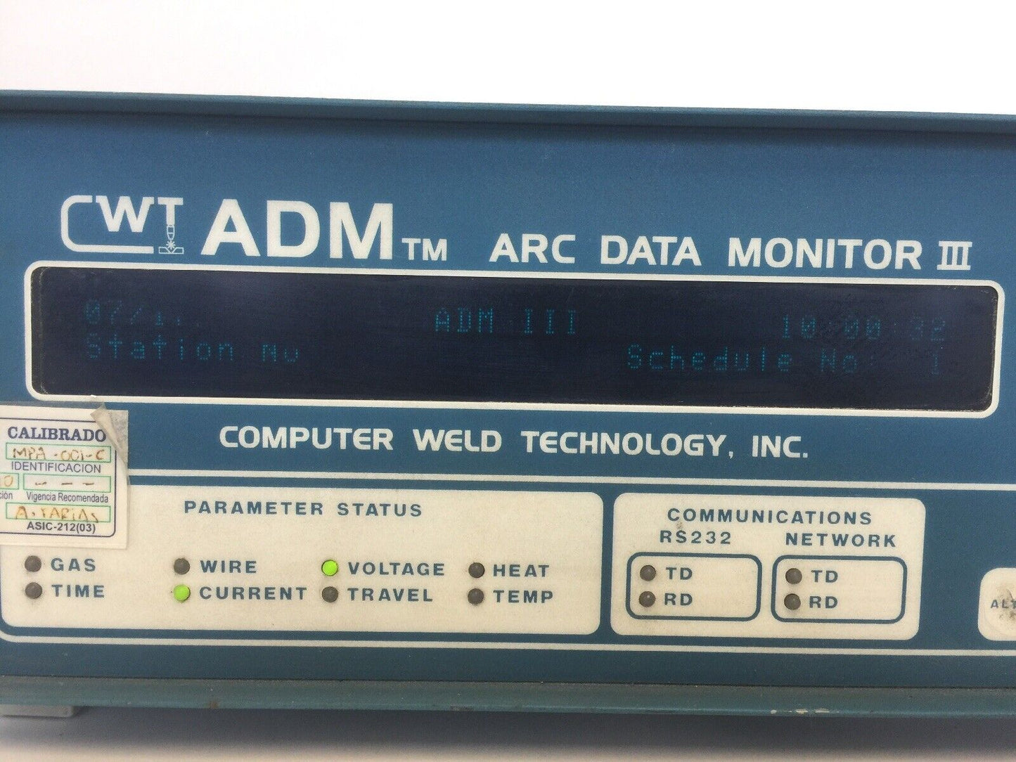 COMPUTER WELD TECHNOLOGY INC. A3A0149 ADM III MODEL D ADM ARC DATA MONITOR III