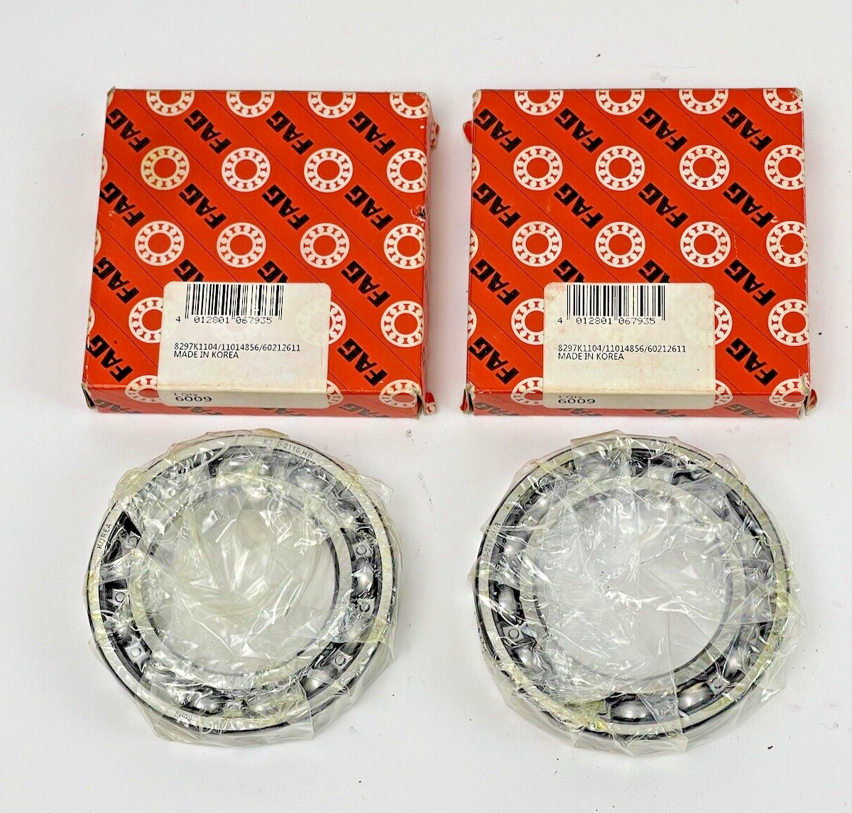 FAG *LOT OF 2* - 6009 - K310-2110.HB - SINGLE ROW DEEP GROOVE BALL BEARING