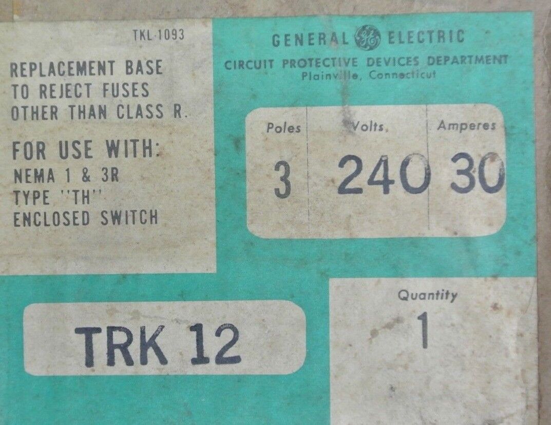 GE TRK12 / TKL1093 - LOAD BASE - 240V, 30A, 3-POLE - NEW SURPLUS