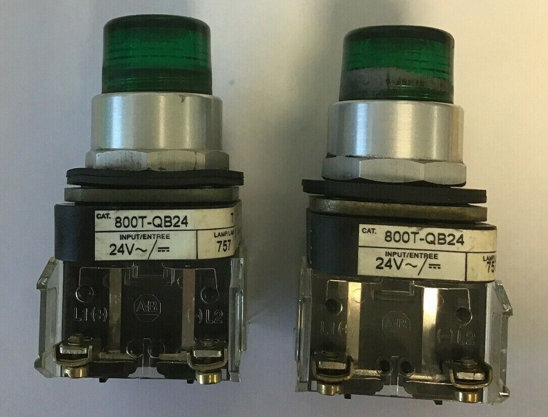 ALLEN BRADLEY 800T-QB24 SERIES T GREEN PUSH BUTTON 24V AC/DC LAMP#757(LOTOF2)