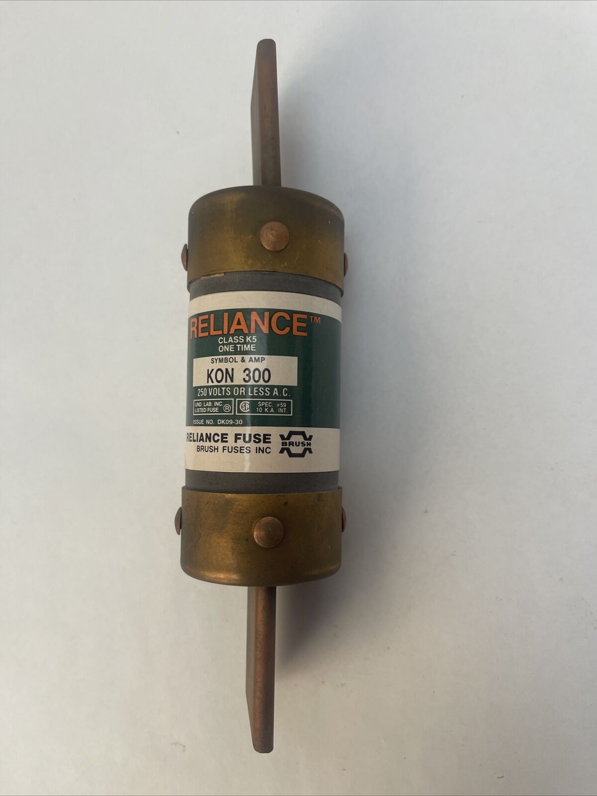 BRUSH RELIANCE KON300 ONE TIME CLASS RK5 FUSE 250VAC 300AMP