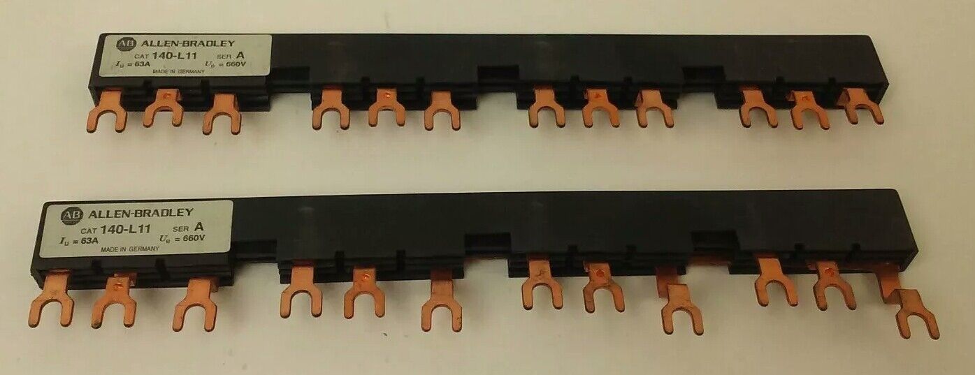 ALLEN BRADLEY 140-L11 THREE PHASE BUSSBAR TERMINAL LINK, 65A, 660V (LOT OF 2)