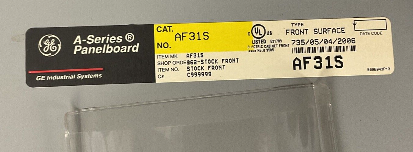 GENERAL ELECTRIC AQF3301ATX PANELBOARD 125A 3PH 208Y/120VOLTS