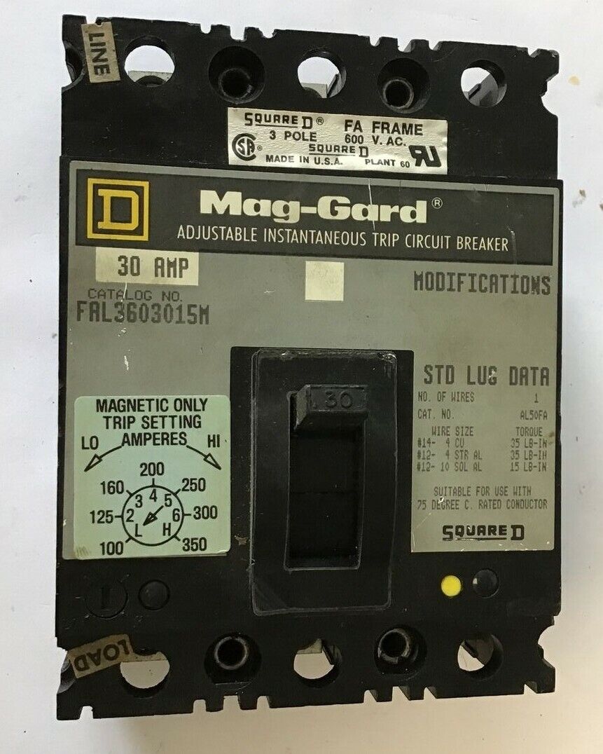 SQUARE D FAL3603015M CIRCUIT BREAKER 30A 600VAC