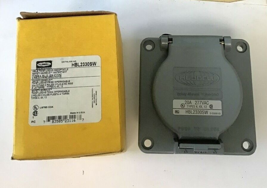 HUBBELL HBL2330SW TWIST LOCK RECEPTACLE 20A 277V 2POLE