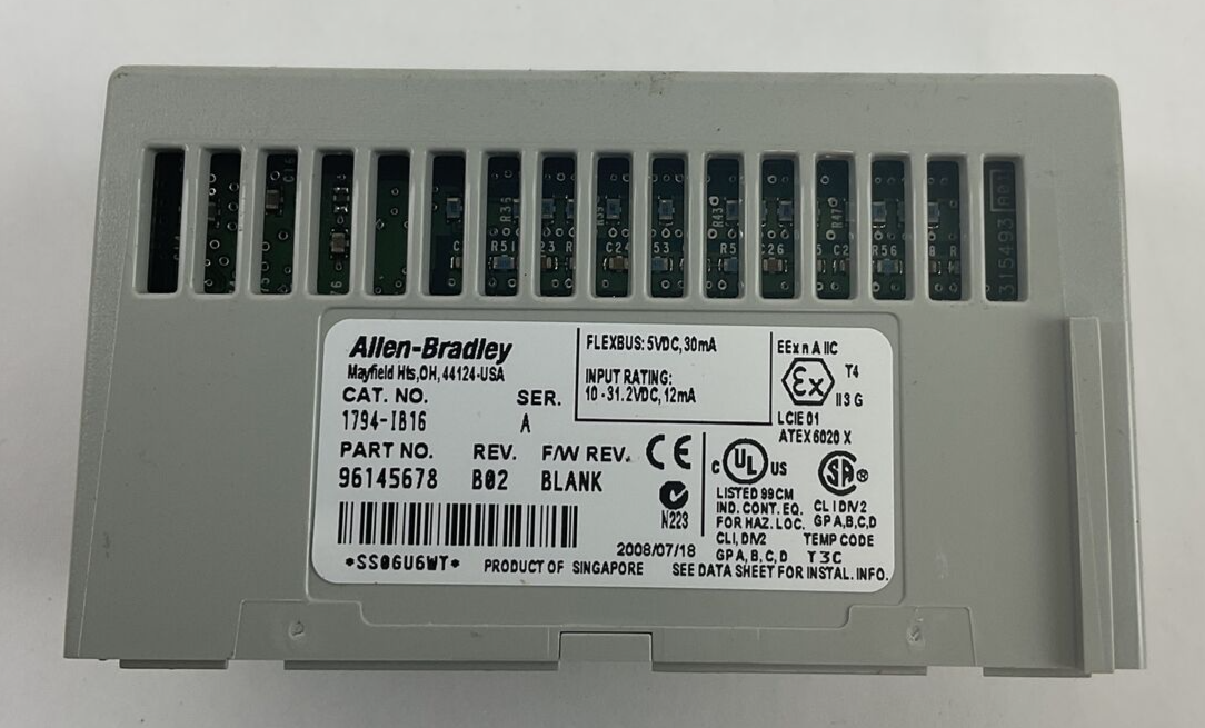 ALLEN BRADLEY 1794-IB16 SINK INPUT 24VDC SER.A REV. B02 F/W REV.BLANK***LOTOF9**