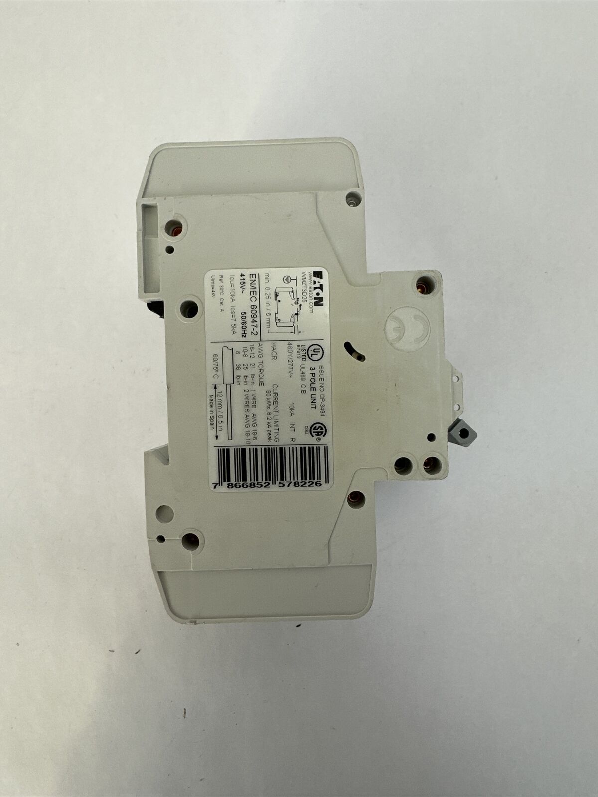 EATON WMZT3D25 CIRCUIT BREAKER 25A 480Y/277VAC 3POLE