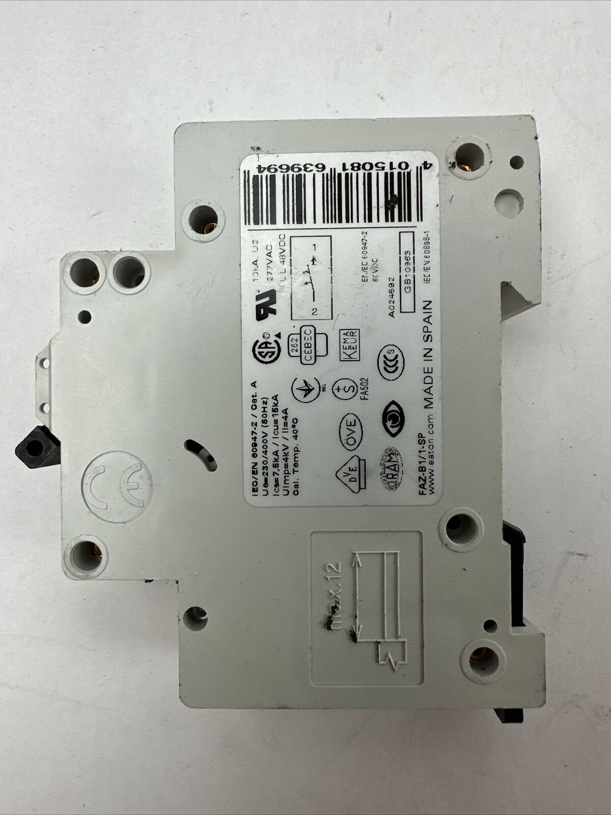 EATON FAZ-B1/1-SP CIRCUIT BREAKER 1A 230/400VAC 240/415VAC 1POLE