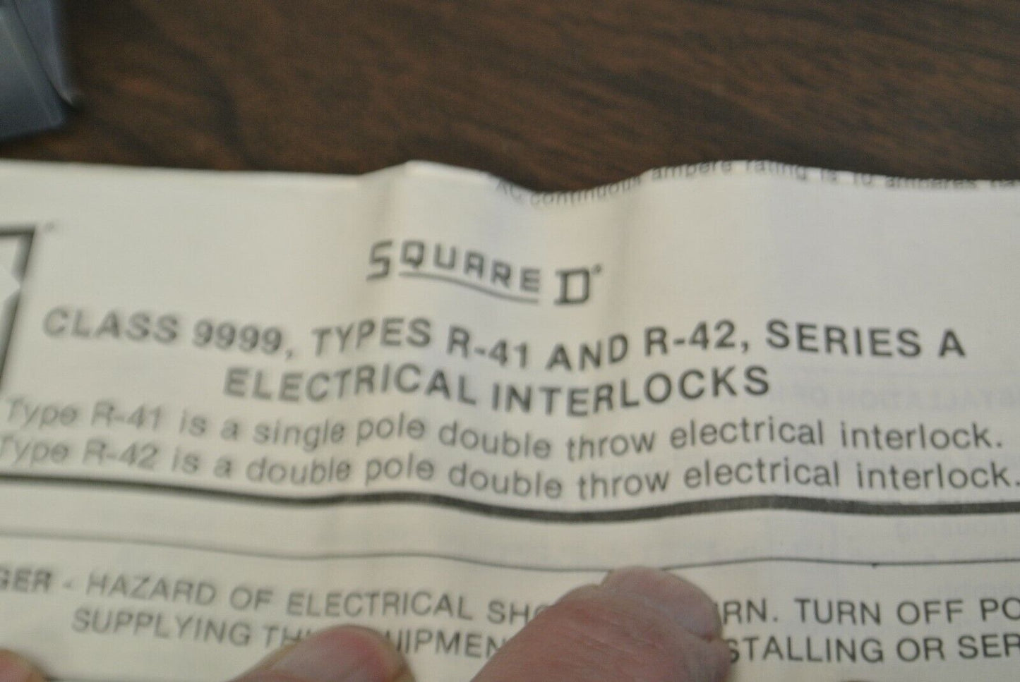 SQUARE D / 9999 R42 / ELECTRICAL INTERLOCK / DPDT / 0-600V / NEW SURPLUS