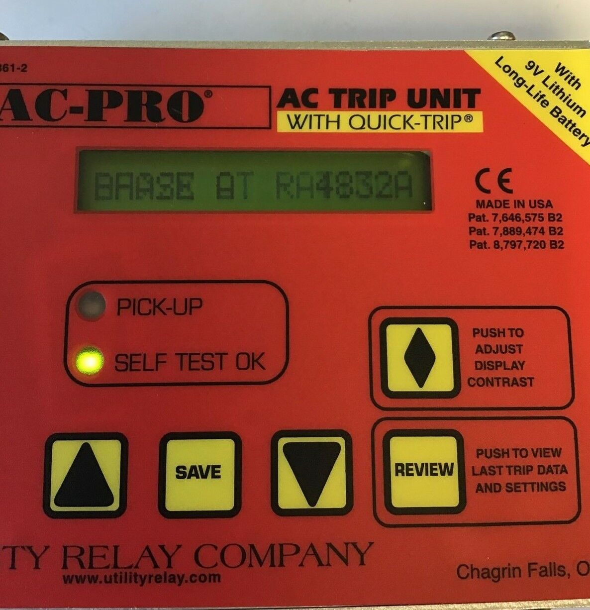 UTILITY RELAY CO. AC-PRO B-521H-P2 AC TRIP UNIT 60HZ24VAC URC