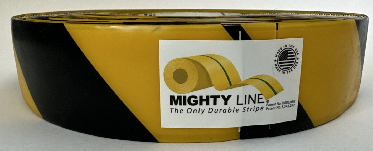 MIGHTY LINE BLACK/YELLOW FLOOR MARKING TAPE 100FT X 2IN