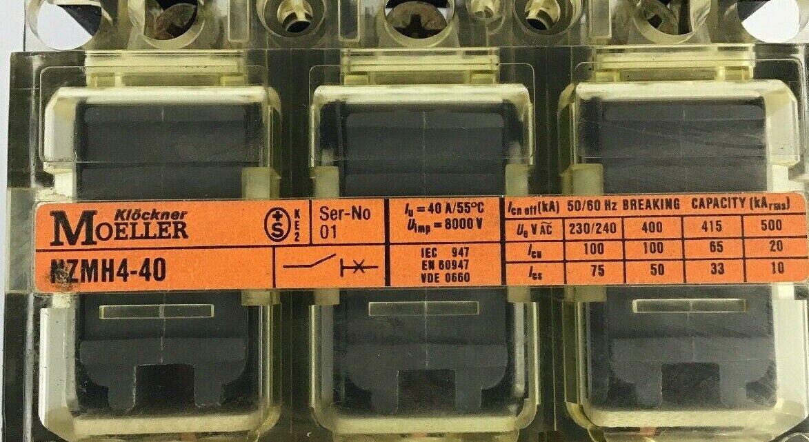 KLOCKNER MOELLER NZMH4-40 CIRCUIT BREAKER 50/60HZ