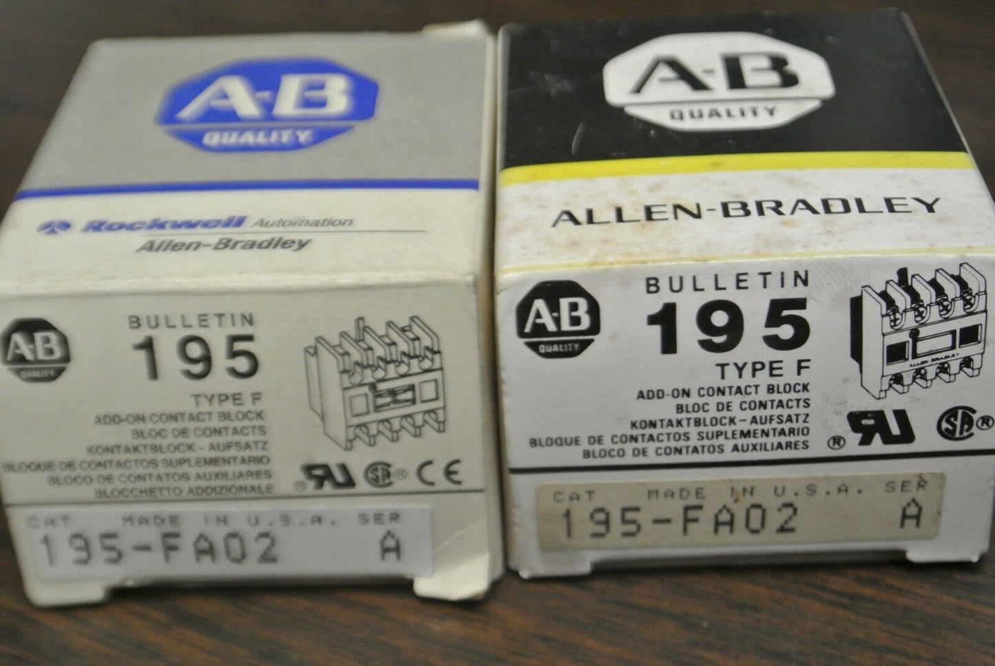 LOT of 2 / ALLEN-BRADLEY 195-FA02 ADD-ON CONTACT BLOCK / NEW SURPLUS
