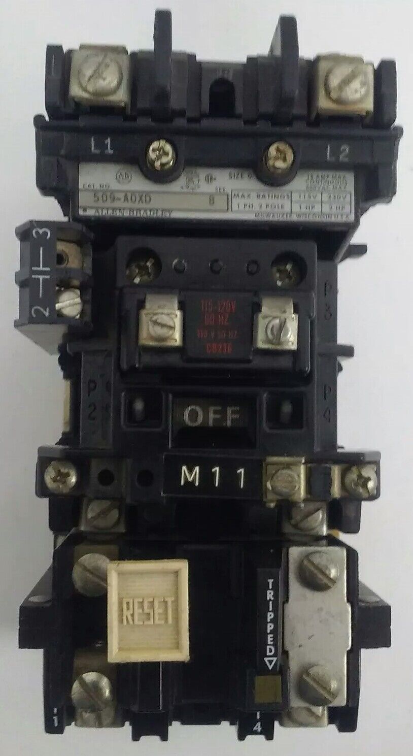 ALLEN BRADLEY 509-AOXD, SER. B, STARTER, 120V COIL CONTACTS GREAT CONDITION