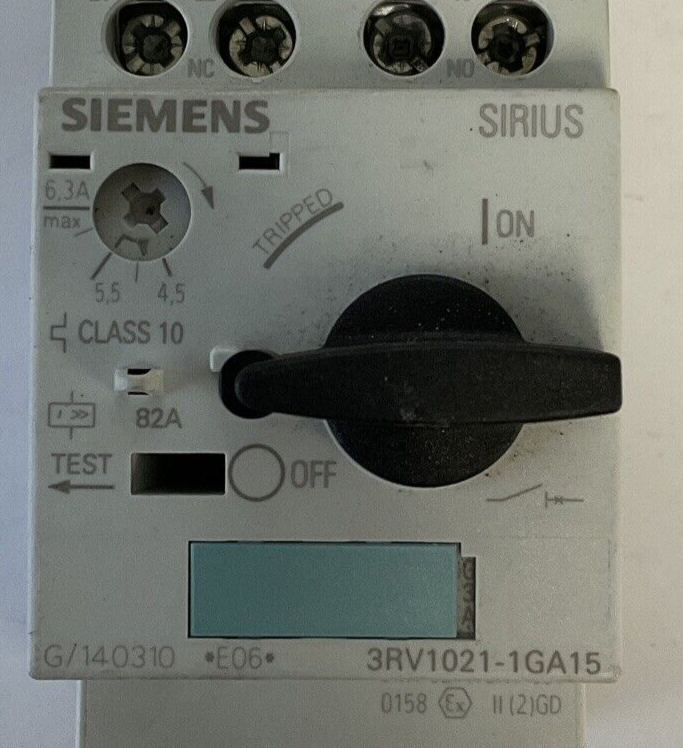 SIEMENS 3RV1021-1GA15 MOTOR STARTER 50/60HZ 600V 6.3-4.5A 6KV 82A