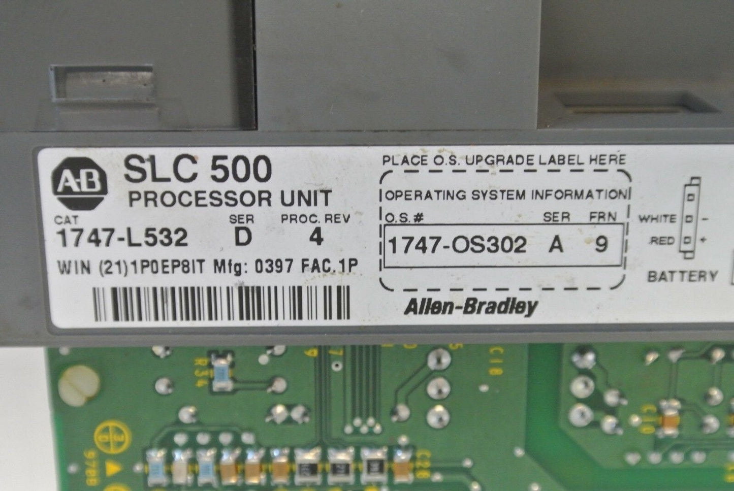ALLEN-BRADLEY 1747-L532 SLC500 PROCESSOR UNIT - Ser. D, Proc. Rev. 4 - w/ KEY