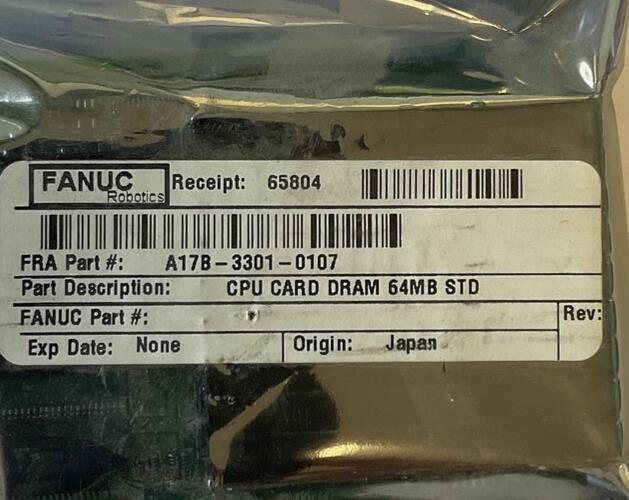 FANUC A17B-3301-0107 CPU CARD DRAM 64MB STD