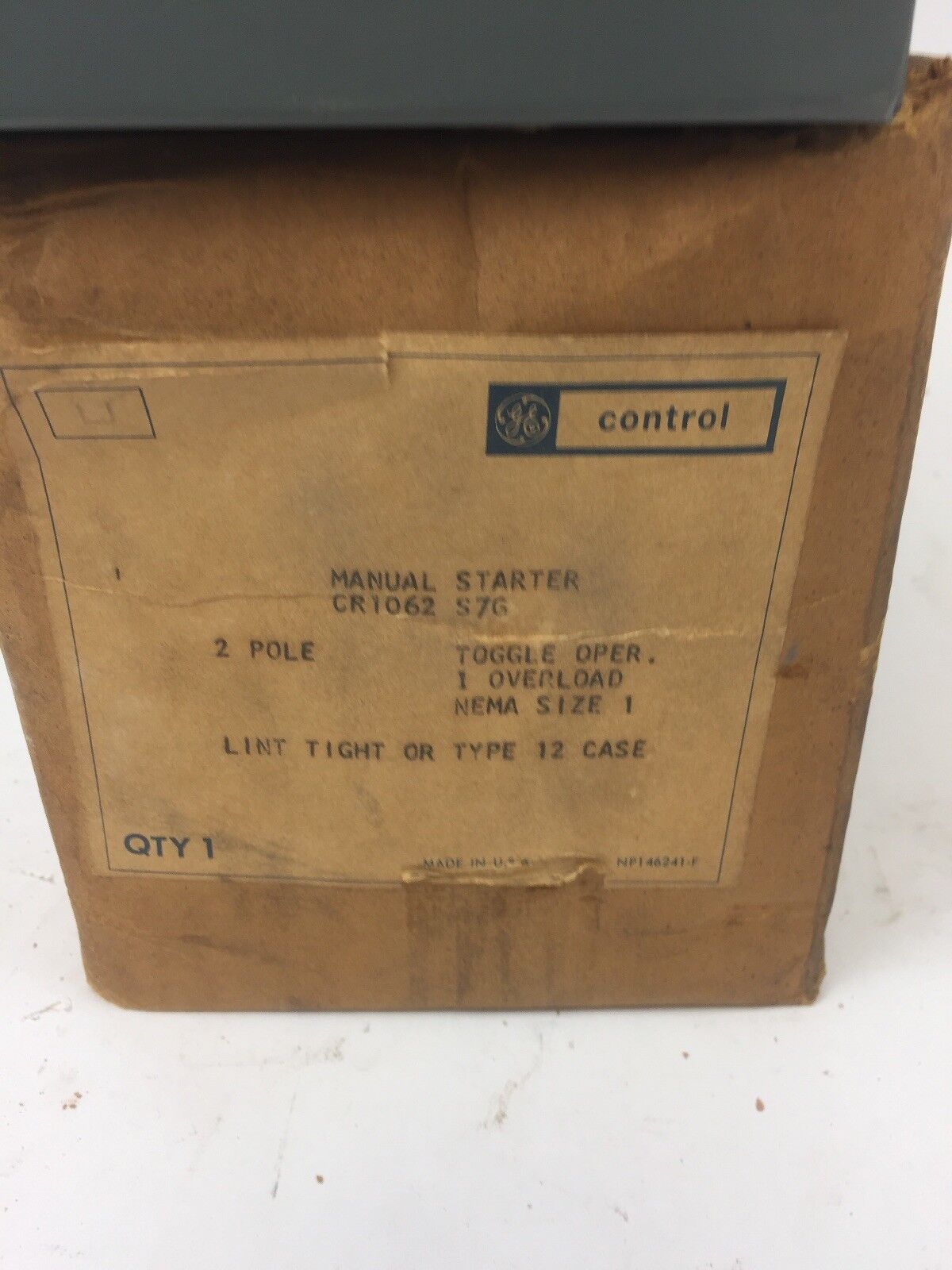 GE CR1062 S7G MANUAL STARTER 2 POLE TOGGLE OPER 1 OVERLOAD NEMA SIZE 1