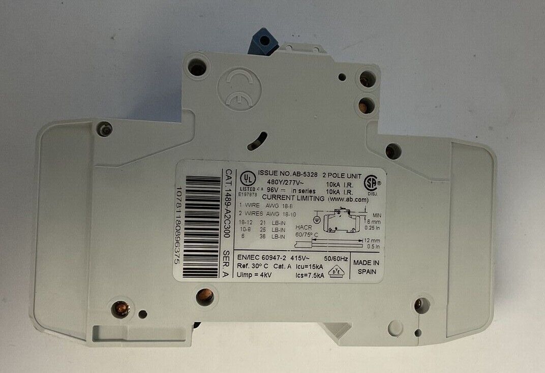ALLEN BRADLEY 1489-A2C300 CIRCUIT BREAKER 30A 2POLE SER.A