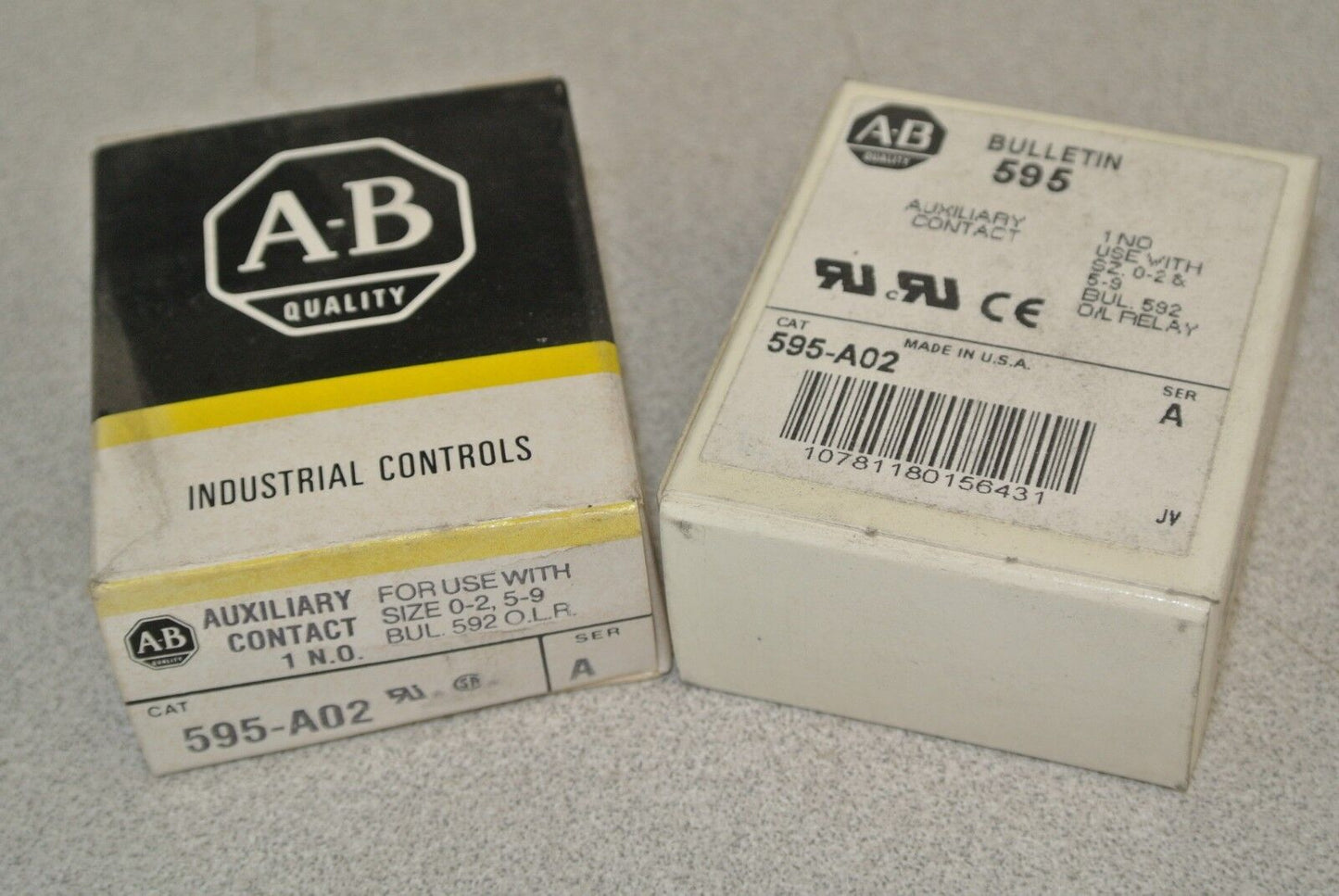 ALLEN-BRADLEY 595-A02 AUXILIARY CONTACT / 1 N.O. / SIZES 0-2 & 5-9 / NEW SURPLUS