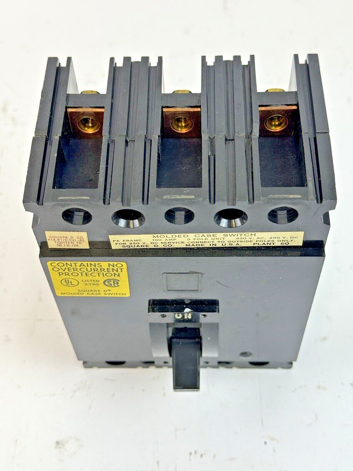 SQUARE D - FAL34000 - MOLDED CASE SWITCH - 100 A, 3 POLE, 480 VAC