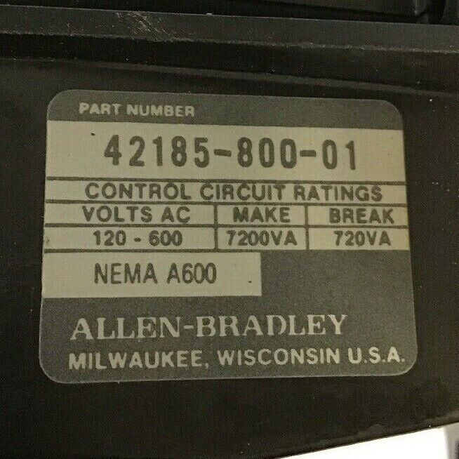ALLEN BRADLEY 509-B0D SER.B SIZE 1 STARTER 10HP 575V 3-5POLE 27AMP W29 HEATERS