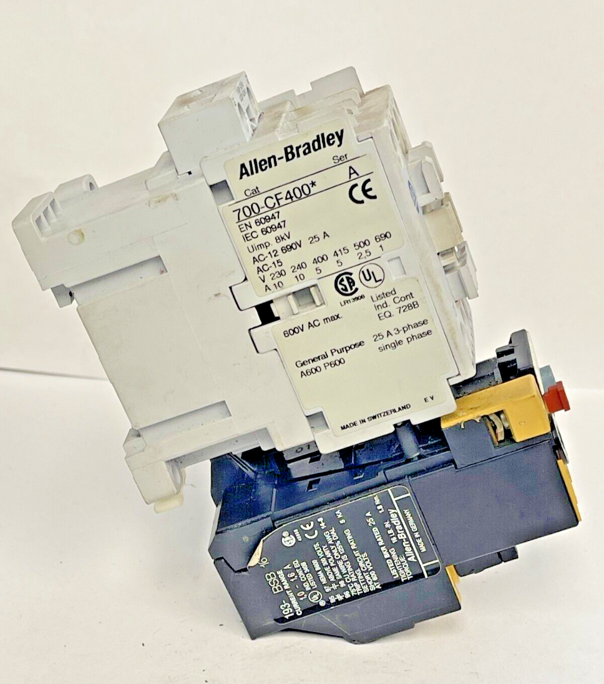 ALLEN BRADLEY - 700-CF400* SER. A CONTACTOR & 193-BSB 16 SER. B RELAY 120 V COIL