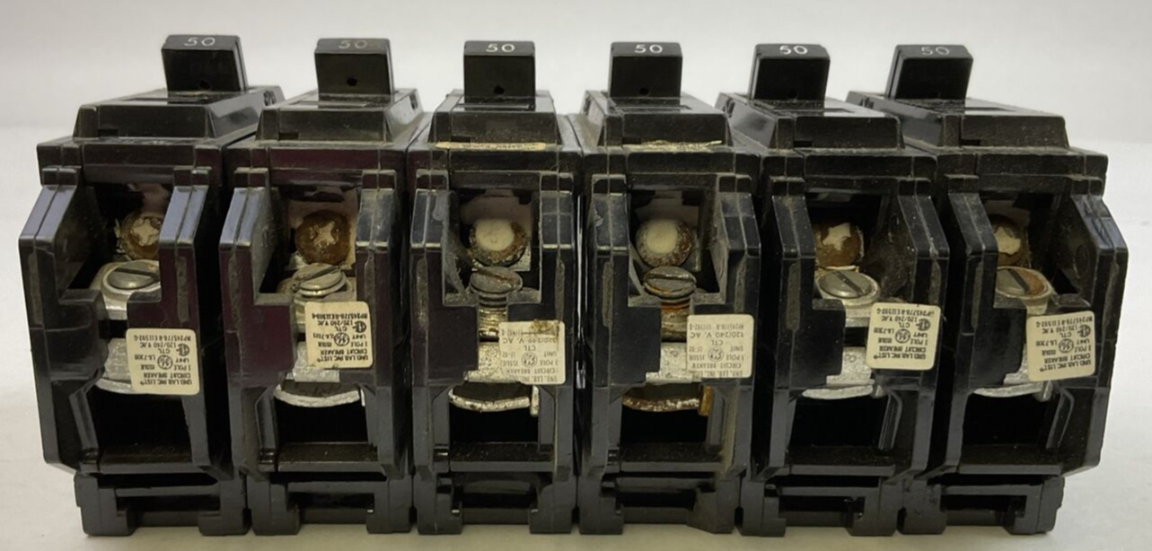 GE THQL1150 CIRCUIT BREAKER 1POLE 50AMP 120/240VAC (LOT OF 6)