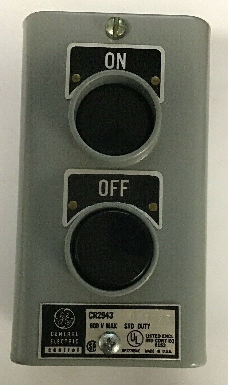 GE CR2943NA102X STANDARD-DUTY PUSHBUTTON STATION ON-OFF 600V NEMA 1 ENCLOSURE