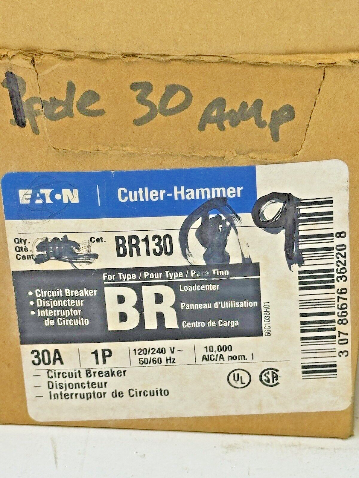 CUTLER-HAMMER *BOX OF 9* - BR130 - 30 A, 1 POLE, 120/240 VAC CIRCUIT BREAKERS