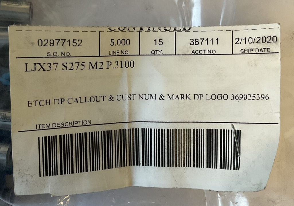 DAYTON LJX37 S275 M2 P.3100 BALL PUNCH **BAG OF 15**