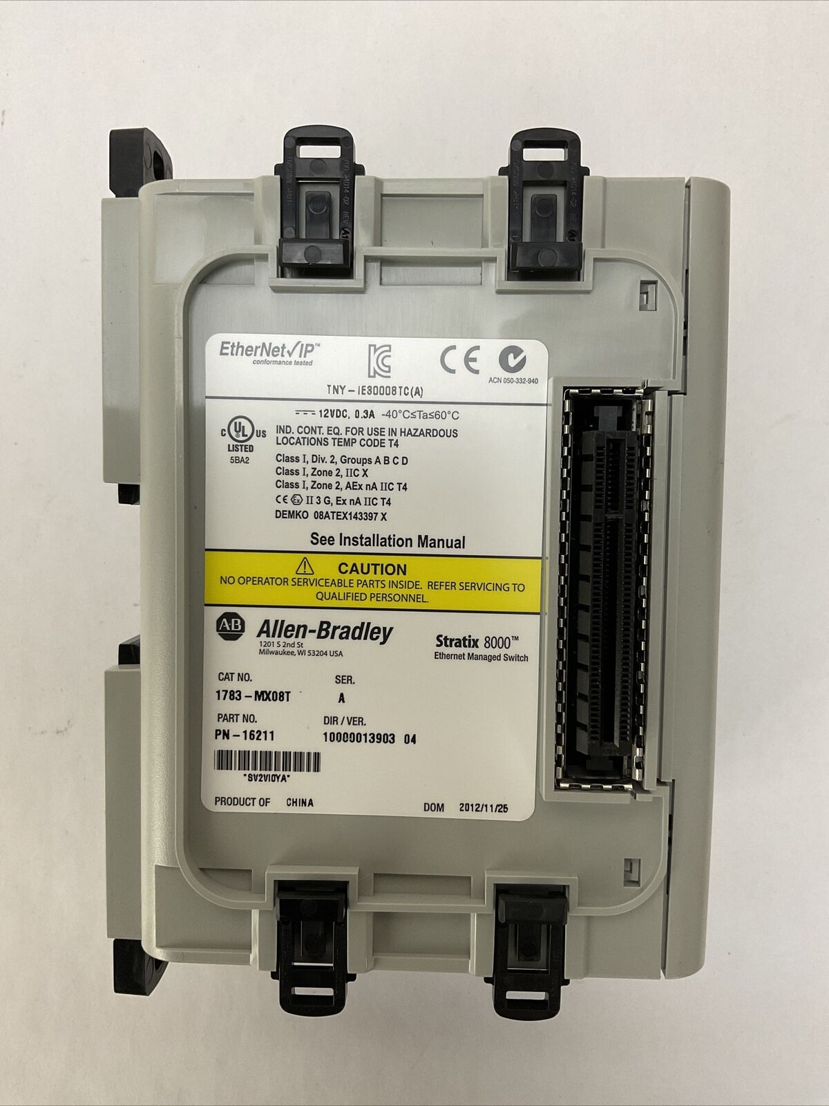 ALLEN BRADLEY 1783-MX08T SER A DIR/VER 10000013903 04 STRATIX 8000 ETHERNET