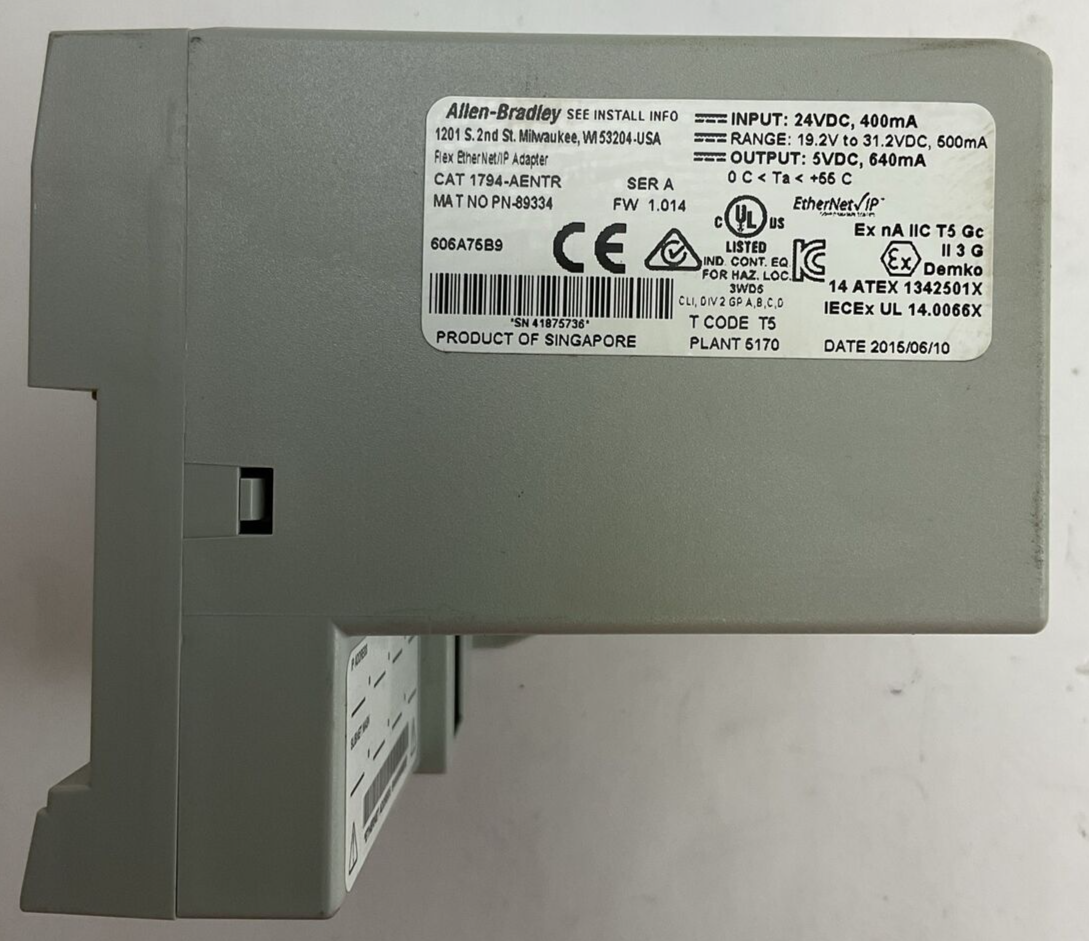 ALLEN BRADLEY 1794-AENTR SER A FW 1.014 ETHERNET/IP REDUNDANT MEDIA ADAPTER FLEX