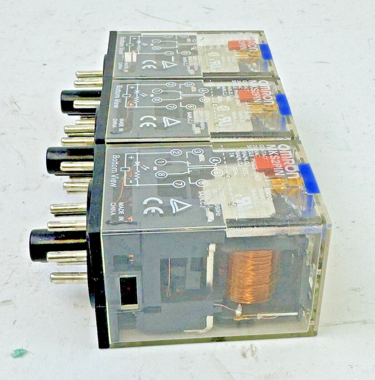 OMRON *LOT OF 3* - MKS2PIN - RELAY - 250VAC/ 30VDC, 10A RES. ,7A GEN. SINGLE PHS