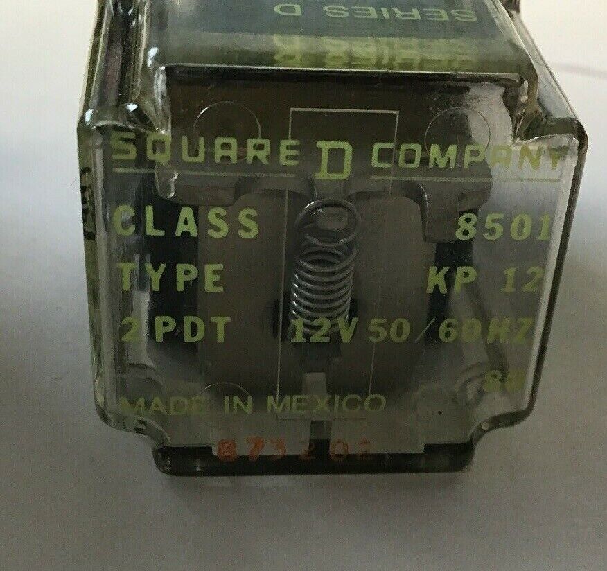 SQUARE D 8501 KP-12 GENERAL PURPOSE RELAY CONTACTS DPDT 10A COIL 12V 50/60HZ