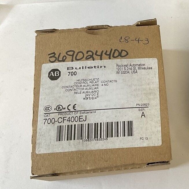 ALLEN BRADLEY 700-CF400EJ CONTACTOR SER.A 24VDC