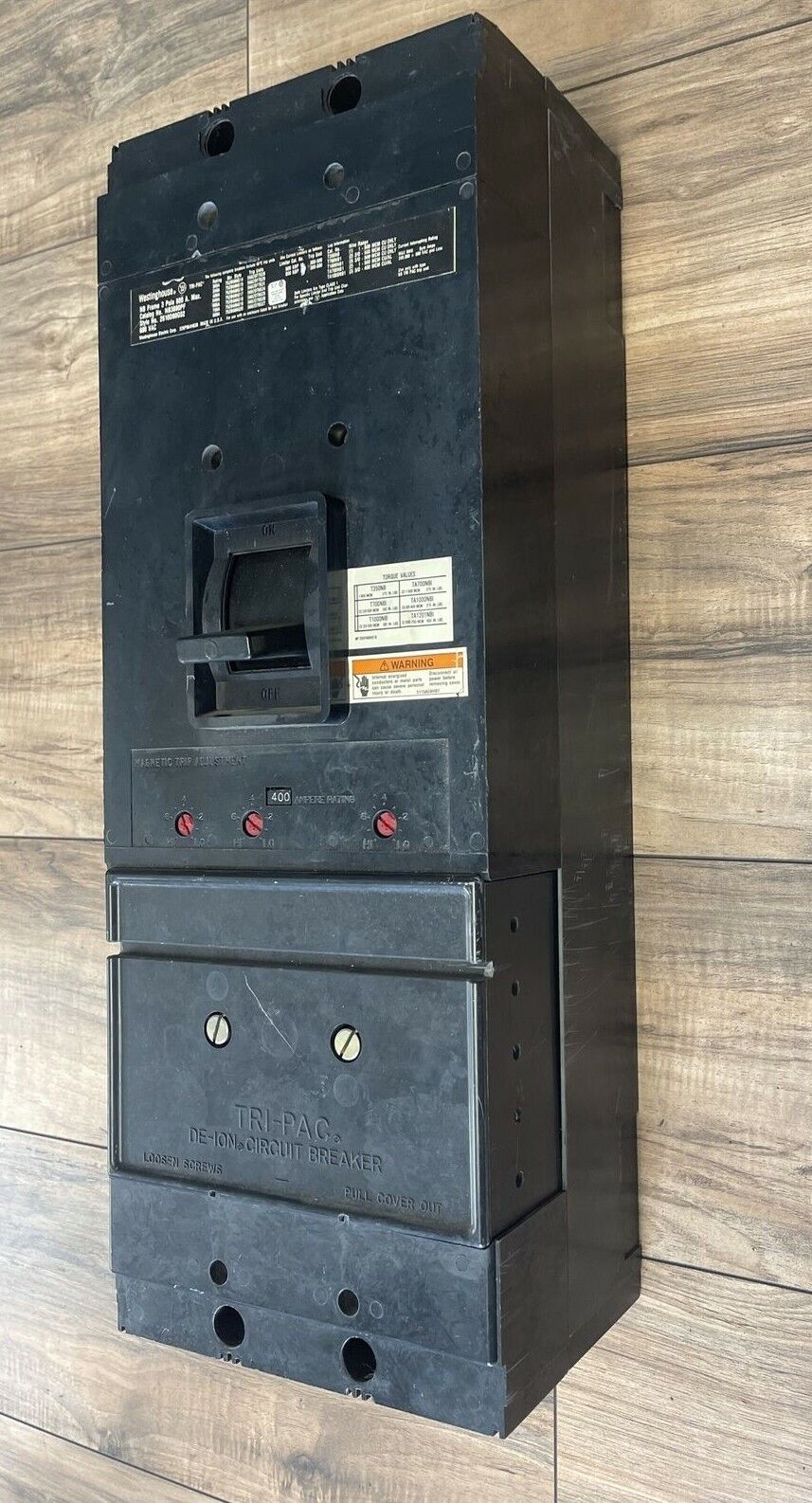 WESTINGHOUSE NB3800PF 600VAC 800A 3P 2610D80G02 MAGNETIC TRIP ADJUSTMENT 400A