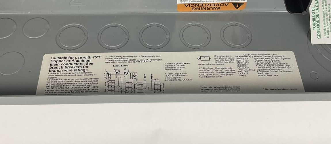 SQUARE D QO112L125G LOAD CENTER 125A SER. S01 120/240VAC