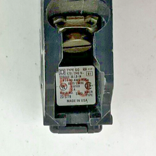 SQUARE D QO12010CP CIRCUIT BREAKER 1POLE 20A 120/240VAC 50/60HZ***LOTOF10***